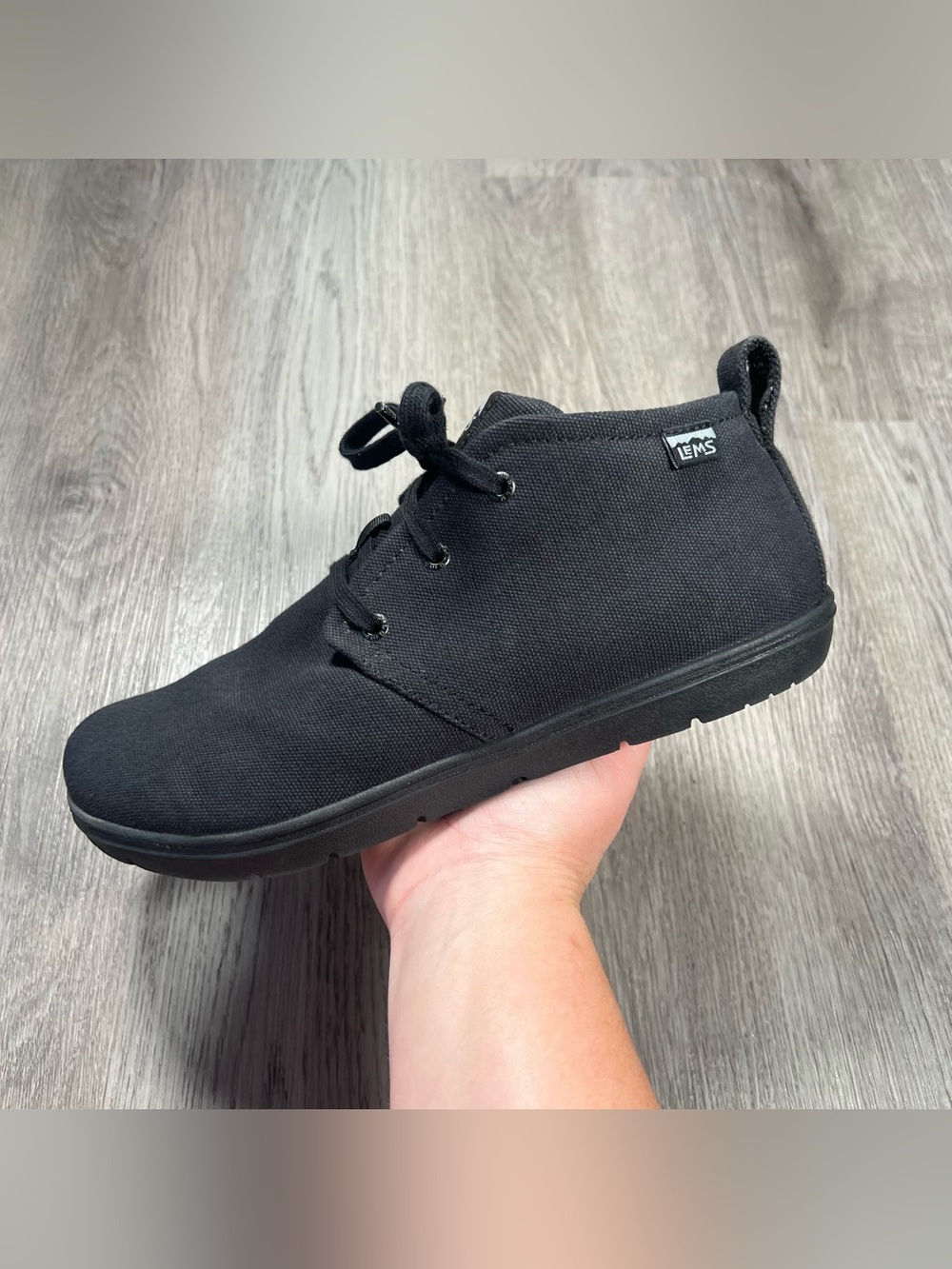 Lems Chukka Canvas Barefoot Shoes Blackout Mens Vegan Mid Boot Size 11.5